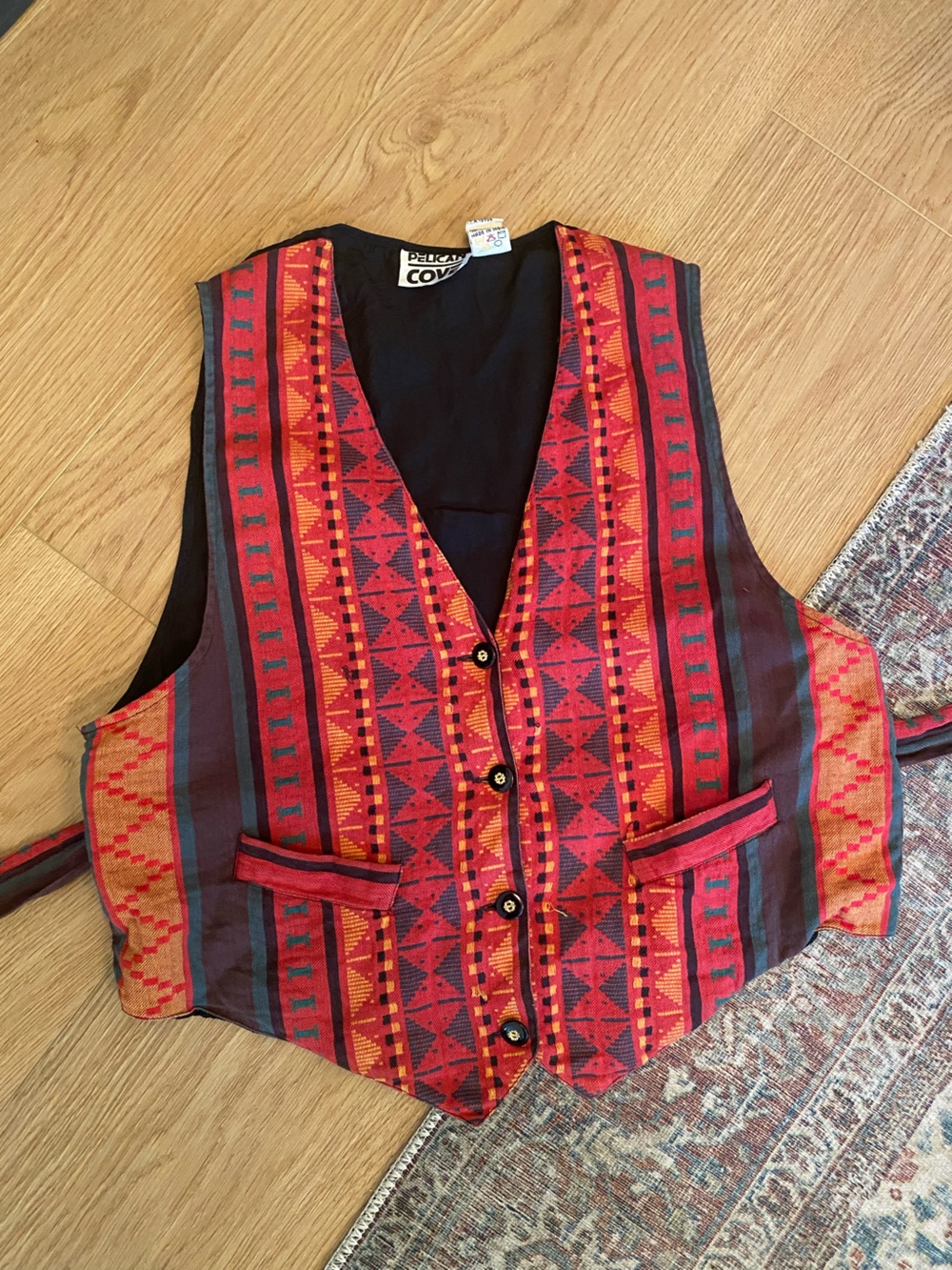 Vintage Pelican Cove Southwestern Tie Back Vest | Y2K 90s Boho Festival Western